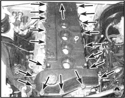 Расположение болтов крепления клапанной крышки Chevrolet Trailblazer