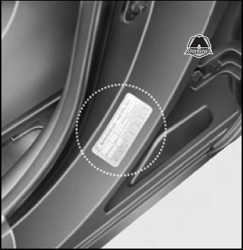 kia sorento табличка технических характеристик/значений давления в шинах