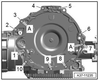 Отсоединение двигателя и коробки передач Audi Q7 с 2015 года