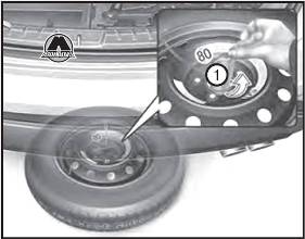 Извлечение и хранение запасной шины Hyundai SantaFe