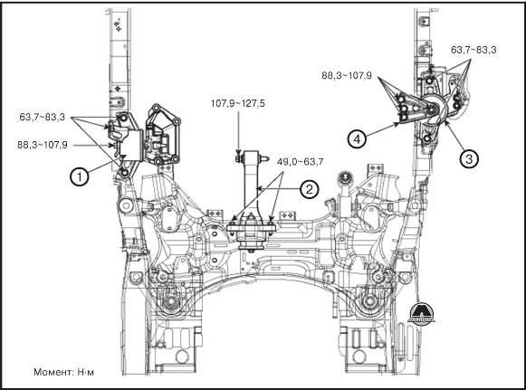 Детали монтажа двигателя Hyundai SantaFe