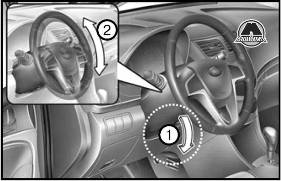 Регулировка угла наклона рулевого колеса Hyundai Solaris Verna Accent