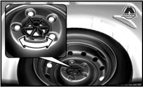 Извлечение и хранение запасной шины Hyundai Sonata NF