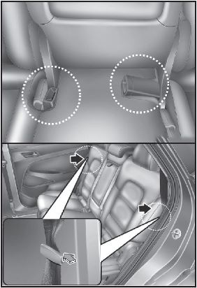 Процедура складывания спинки заднего сиденья Hyundai Tucson