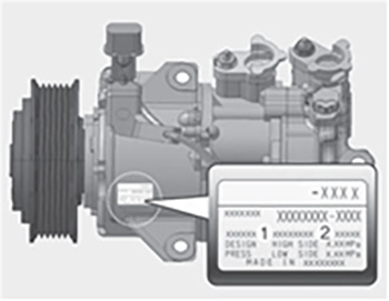Табличка компрессора кондиционера Kia Cerato c 2021 года