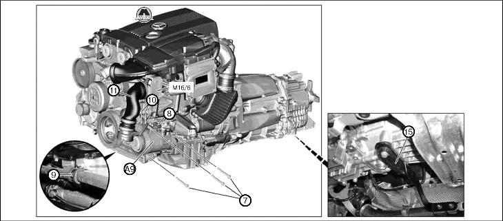 Снятие двигателя Mercedes C204