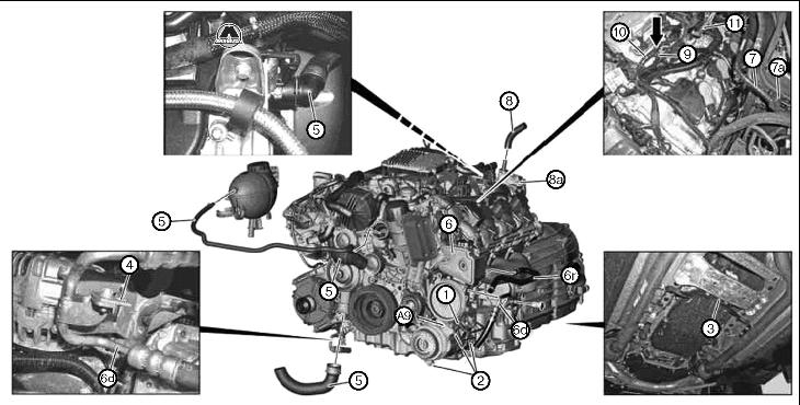 Снятие и установка задней опоры двигателя Mercedes C204