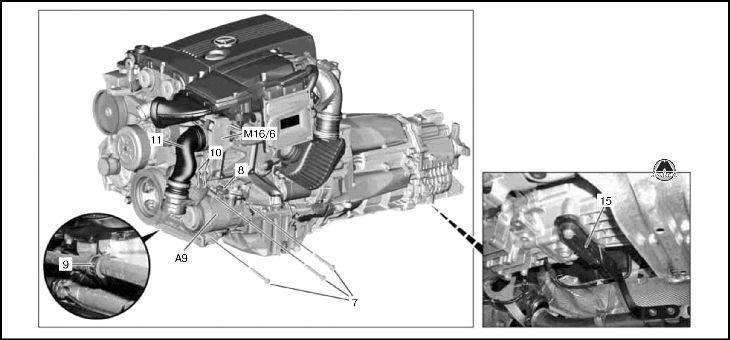 Снятие двигателя Mercedes E-klasse