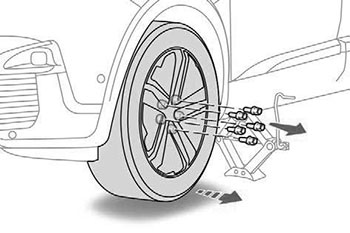 Выньте колесные болты и сложите их в чистое место Peugeot 3008