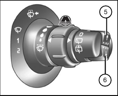 renault kangoo сигнальная лампа минимального уровня масла в двигателе кнопки выбора индикации (5) и (6)