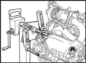 Установка двигателя на сборочный стенд Renault Lodgy