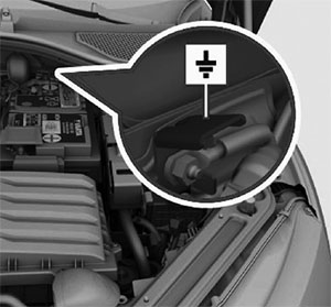 Запуск двигателя от аккумулятора другого автомобиля Skoda Octavia с 2019 года
