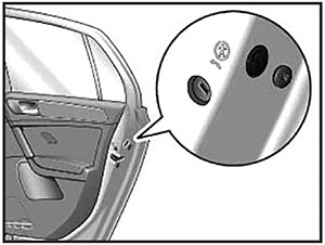 Запирание двери переднего пассажира и задних дверей вручную Volkswagen Atlas с 2017 года