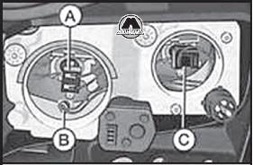 Расположение лампочек в левой фаре VW Passat B5
